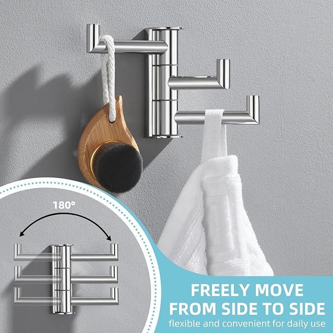 Angle Simple Towel Hook for Bathroom, SUS 304 Stainless Steel Foldable Robe Towel Holder, Wall Coat Hook, Polished Chrome - ModernBath