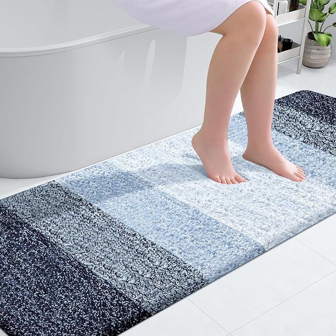 OLANLY Bathroom Runner Rugs 70x24, Extra Soft Absorbent Microfiber Bath Rugs, Rubber Backing, Quick Dry, Washable Bath Mats for Bathroom Floor, Tub and Shower, Home Decor Accessories, Navy Blue - ModernBath