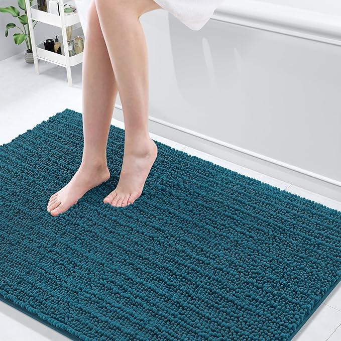 Arotive Luxury Chenille Bathroom Rug Mat, Extra Soft Thick Absorbent Shaggy Bath Rugs, Non-Slip Machine Wash Dry, Plush Bath Mats for Bathroom, Shower and Tub, 59x35, Peacock Blue - ModernBath