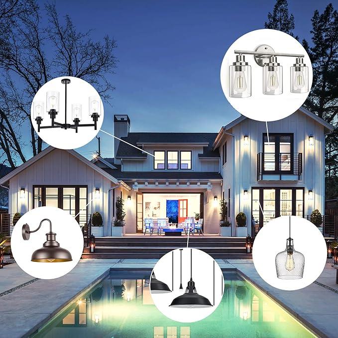 TJOY 100 Pack Vintage Edison LED Light Bulbs, Dimmable, 60W Equivalent, E26 Medium Base, 5000K Daylight, ST58, 8W, 800LM, Ultra-Bright, 80+CRI, Antique Decorative Filament, Clear Glass - ModernBath