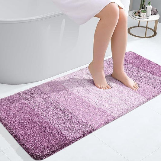 OLANLY Bathroom Runner Rugs 47x20, Extra Soft Absorbent Microfiber Bath Rugs, Rubber Backing, Quick Dry, Washable Bath Mats for Bathroom Floor, Tub and Shower, Home Decor Accessories, Pinkish-Purple - ModernBath