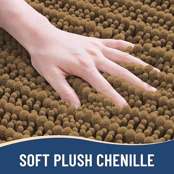 Arotive Luxury Chenille Bathroom Rug Mat, Extra Soft Thick Absorbent Shaggy Bath Rugs, Non-Slip Machine Wash Dry, Plush Bath Mats for Bathroom, Shower and Tub, 24x16, Ochre - ModernBath