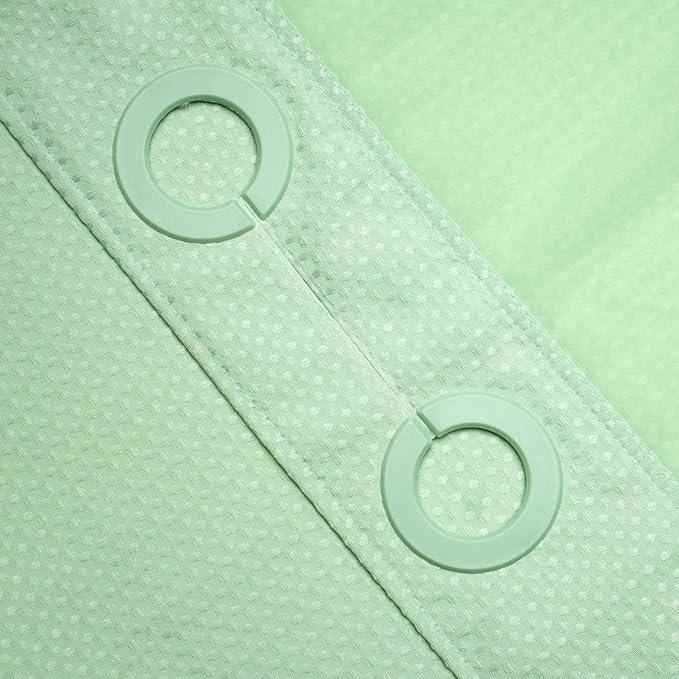 River Dream Heavyweight No Hooks Required Dotted Waffle Weave Shower Curtain with Snap in Liner - 71W x 74H,Hotel Grade,Spa Like Bath Curtain,Green Light - ModernBath