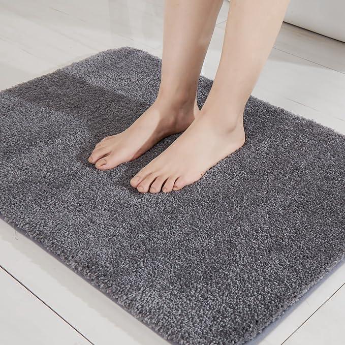COSY HOMEER Extra Thick Bath Rugs for Bathroom - Anti-Slip Bath Mats Soft Plush Yarn Shaggy 100% Strong Mirco Polyeste Mat Living Room Bedroom Mat Floor Water Absorbent(Dark Grey,16x24 - Inches) - ModernBath