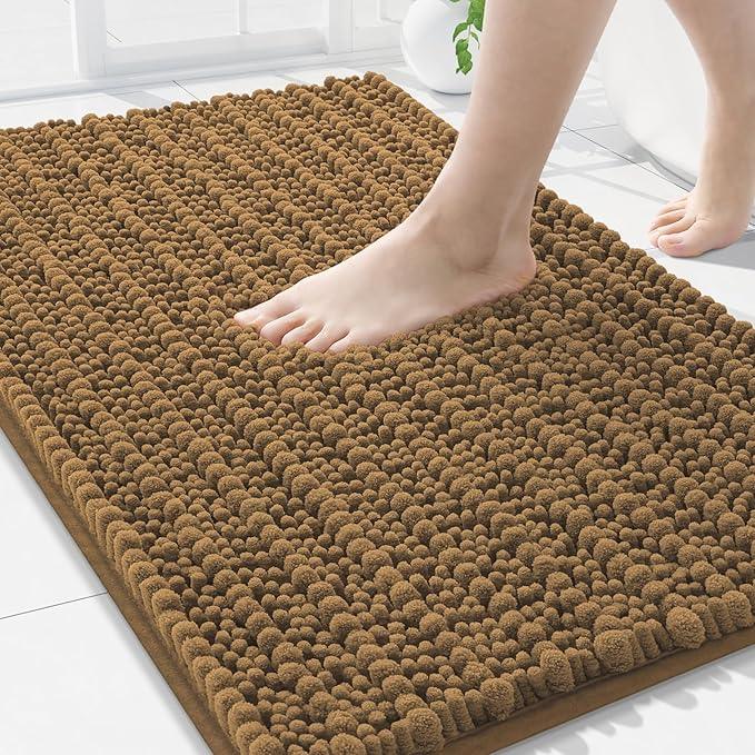 Arotive Luxury Chenille Bathroom Rug Mat, Extra Soft Thick Absorbent Shaggy Bath Rugs, Non-Slip Machine Wash Dry, Plush Bath Mats for Bathroom, Shower and Tub, 30x20, Ochre - ModernBath