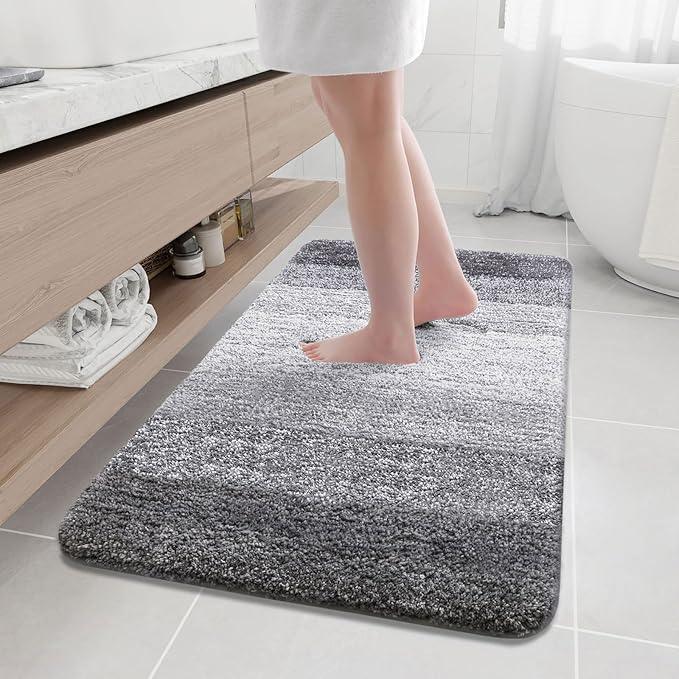 Arotive Microfiber Bathroom Rugs, Shaggy Soft and Absorbent Bath Rug, Non-Slip, Thick Plush Machine Washable Dry Bath Mats for Bathroom, Tub and Shower, 45x27, Grey, Rectangular - ModernBath
