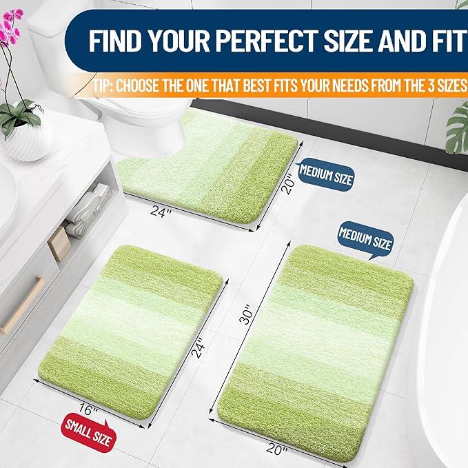 OLANLY Bathroom Rugs Mat 24x16, Extra Soft Absorbent Microfiber Bath Rugs, Rubber Backing, Quick Dry, Machine Washable Bath Mats for Bathroom Floor, Tub and Shower, Home Decor Accessories, Light Green - ModernBath