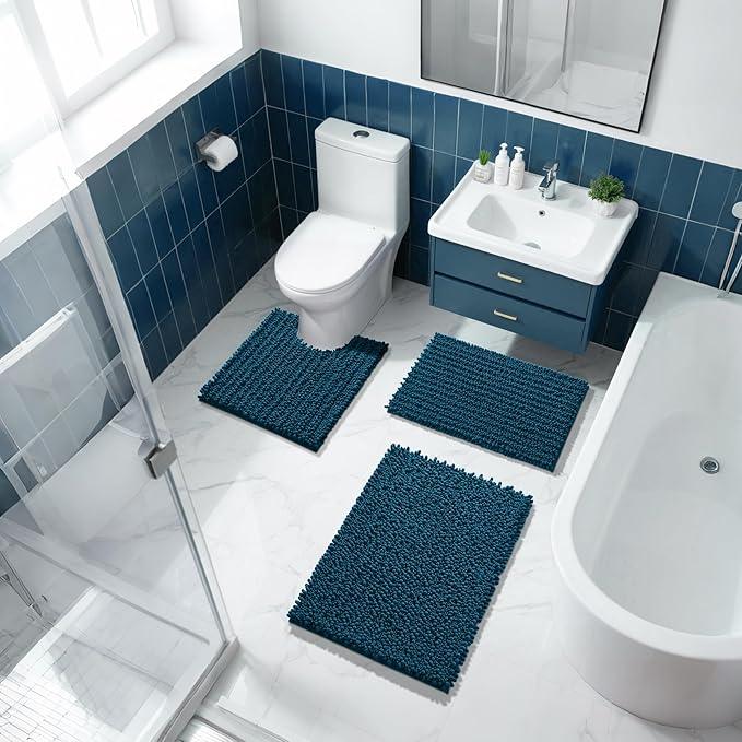 Yimobra Bathroom Rugs Non Slip Washable - Ultra Soft Absorbent Chenille Bath Mat, Quick Dry Shaggy Floor Carpet for Tub Shower, Rustic Turquoise Home Decor Accessories, 24x17 Inch - ModernBath