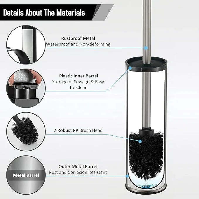 BGL Toilet Brush and Holder,Stainless Steel Toilet Brushes for Bathroom with Holder, Toilet Bowl Brush and HolderBrushed Nickel - ModernBath