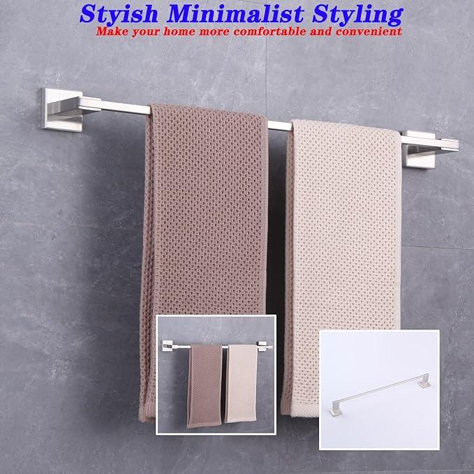 GERZWY 24 Inch Towel Bar Bathroom Wall Mounted Towel Rail, Stainless Steel Hand Towel Holder Brushed Finish JG1901A60-LS - ModernBath