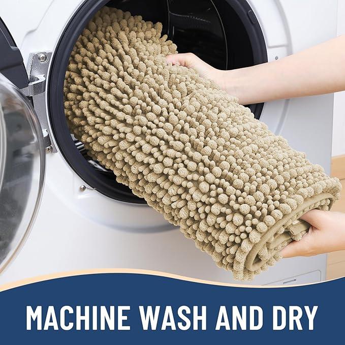 Arotive Luxury Chenille Bathroom Rug Mat, Extra Soft Thick Absorbent Shaggy Bath Rugs, Non-Slip Machine Wash Dry, Plush Bath Mats for Bathroom, Shower and Tub, 34x21, Beige - ModernBath