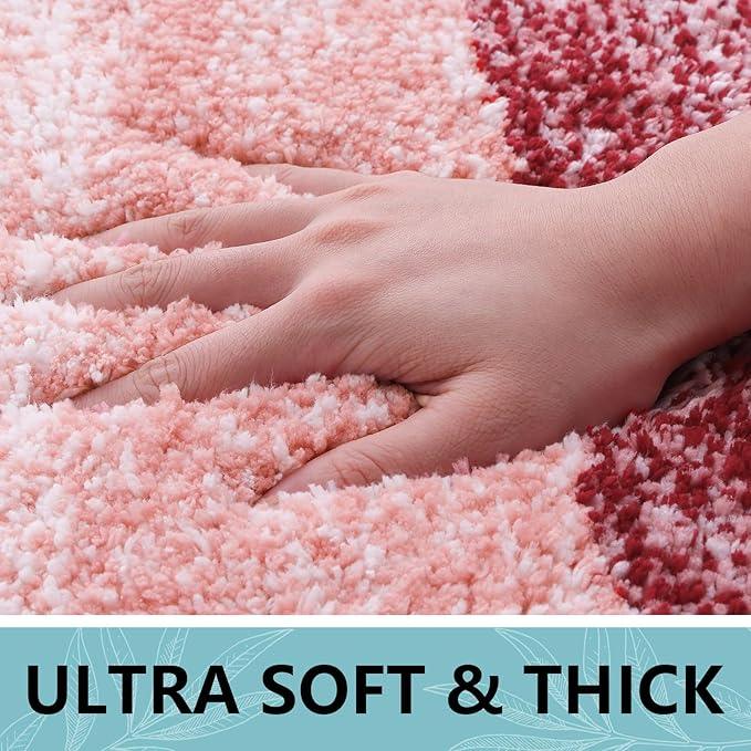 Arotive Microfiber Bathroom Rugs, Shaggy Soft and Absorbent Bath Rug, Non-Slip, Thick Plush Machine Washable Dry Bath Mats for Bathroom, Tub and Shower, 70x24, Burgundy, Rectangular - ModernBath