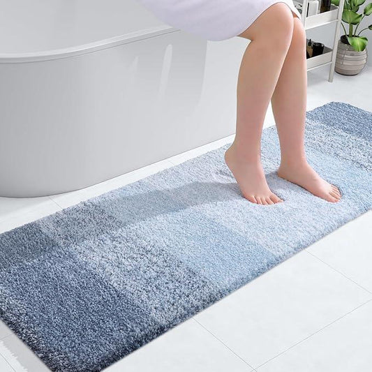 OLANLY Bathroom Runner Rugs 59x20, Extra Soft Absorbent Microfiber Bath Rugs, Rubber Backing, Quick Dry, Machine Washable Bath Mats for Bathroom Floor, Tub and Shower, Home Decor Accessories, Blue - ModernBath