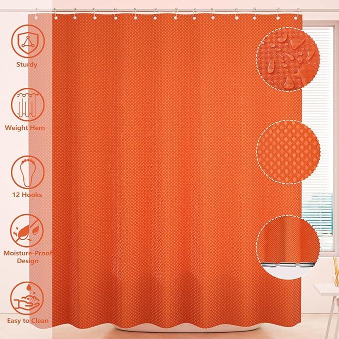 XLHOMO Bathroom Accessories Set - 25PC Bathroom Sets with Shower Curtain and Rugs, Orange Bathroom Accessories with Trash Can, Soap Dispenser, Soap Dish & Toilet Brush - ModernBath