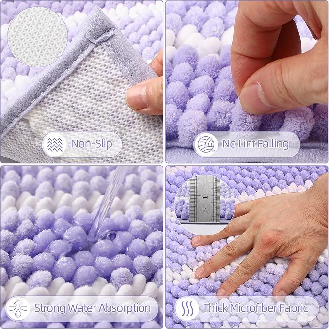 SLDIYWOW Purple Bathroom Accessories Set with Ombre Shower Curtain and No-Slip Bath Rugs,24PC Bath Sets with Trash Can, Toothbrush Holder, Cup, Soap Dispenser, Tray, Soap Dish,Toilet Brush,Qtip Holder - ModernBath