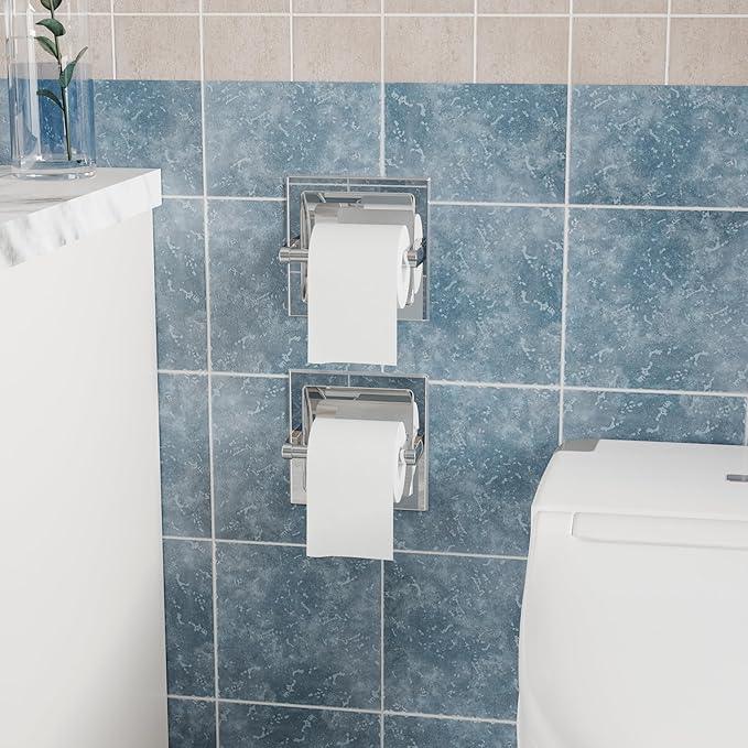 Toilet Paper Holder 2 Pack, Recessed Pivoting Toilet Paper Holder Wall Mount Stainless Steel for Large Rolls in Bathroom (Chrome) - ModernBath