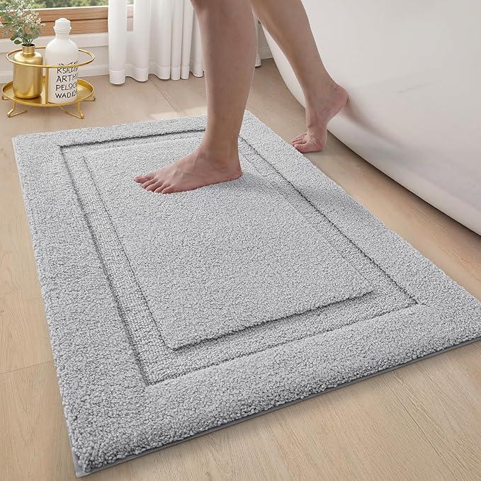 LUMI Ultra Soft Bathroom Rugs Non Slip with Rubber Backing, Absorbent Washable Bath Mat Quick Dry, Upgraded Premium Microfiber Plush Carpet for Bathtub and Shower Floor, Grey, 24x36 - ModernBath