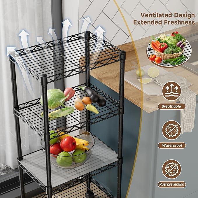 4 Tier Adjustable Storage Shelves Heavy Duty Metal Utility Shelf Wire Shelving Unit Organizer Rack for Home Kitchen Office Bathroom Pantry Room 12" D x 18" W x 44.5" H - ModernBath
