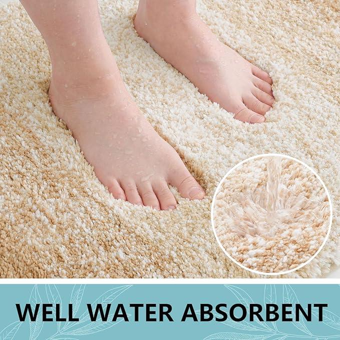 Arotive Microfiber Bathroom Rugs, Shaggy Soft and Absorbent Bath Rug, Non-Slip, Thick Plush Machine Washable Dry Bath Mats for Bathroom, Tub and Shower, 54x24, Beige, Rectangular - ModernBath