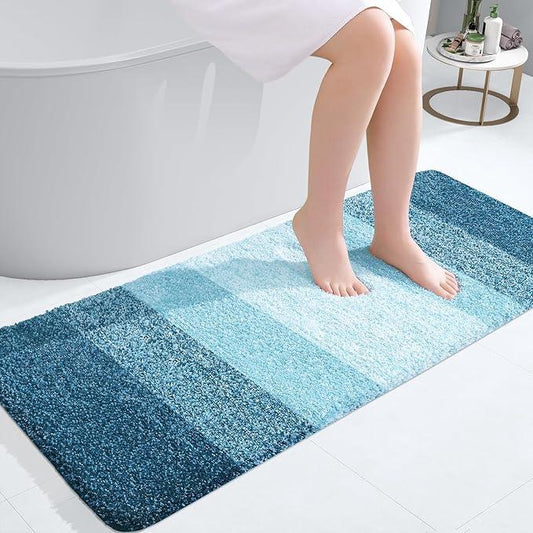OLANLY Bathroom Runner Rugs 47x20, Extra Soft Absorbent Microfiber Bath Rugs, Rubber Backing, Quick Dry, Washable Bath Mats for Bathroom Floor, Tub and Shower, Home Decor Accessories, Peacock Blue - ModernBath