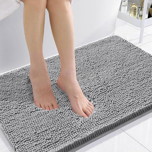 Smiry Luxury Chenille Bathroom Rugs 36x24, Extra Soft and Absorbent Shaggy Bath Mat, Machine Washable, Non-Slip Plush Carpet Runner for Tub, Shower, and Floor, Home Decor Accessories, Grey - ModernBath
