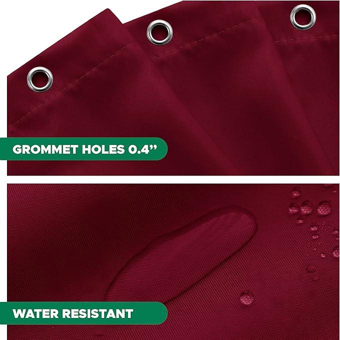 Biscaynebay Quality Fabric Shower Curtain Liners 72 Inch by 72 Inch, Burgundy Water Resistant Bathroom Curtains Rust Resistant Grommets & Weighted Bottom Hem Machine Washable - ModernBath