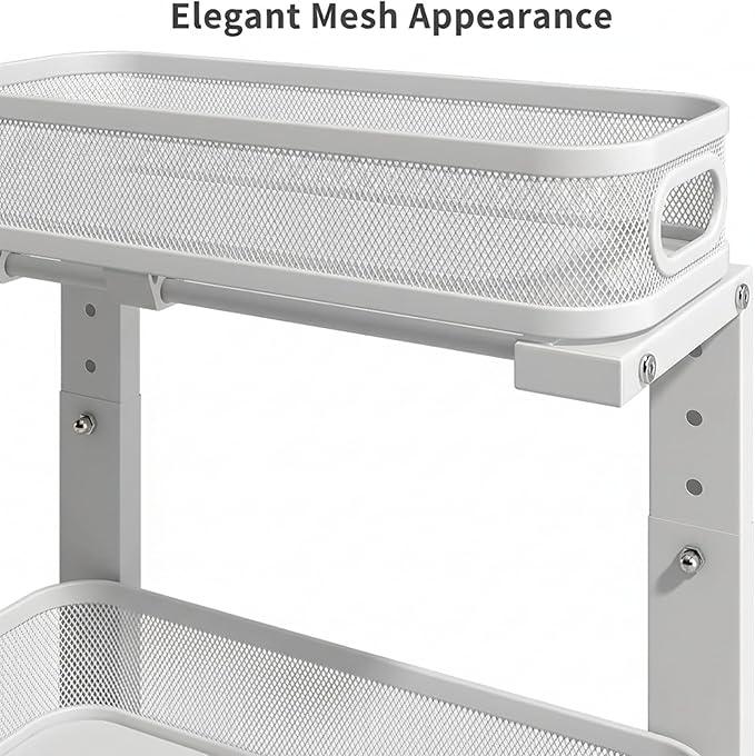 2 Pack Under Sink Organizer, Dual-Layer Pull Out Mesh Cabinet Rack with 5-Level Height Adjustment, Rust-Resistant Sliding Storage for Bathroom & Kitchen, Multi-Purpose 2-Tier Shelf - ModernBath
