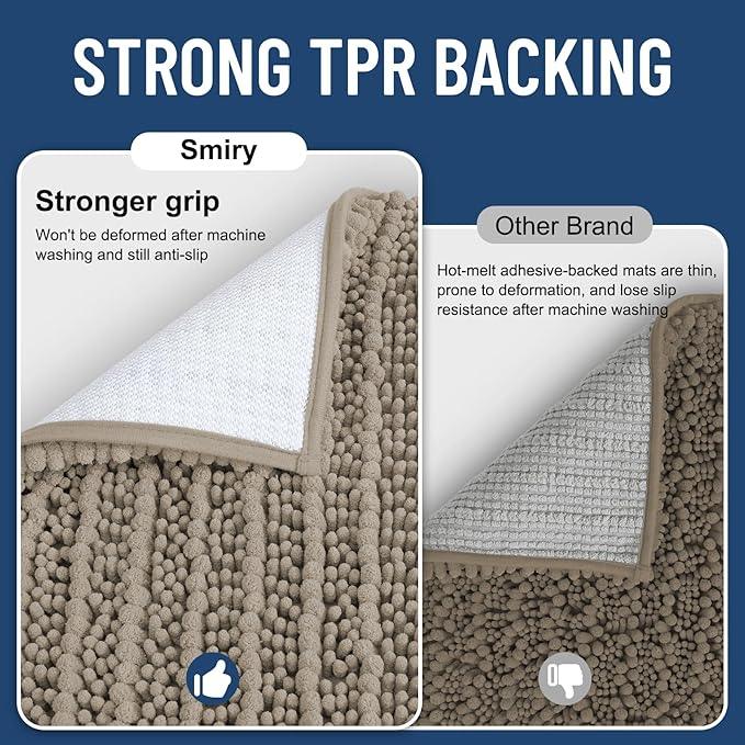 Smiry Bathroom Rugs Mat 30x20, Extra Soft Absorbent Chenille Bath Rugs, Non Slip Rubber Backing Machine Washable Quick Dry Bath Mats for Bathroom Floor, Tub, Shower, Home Decor Accessories, Latte - ModernBath