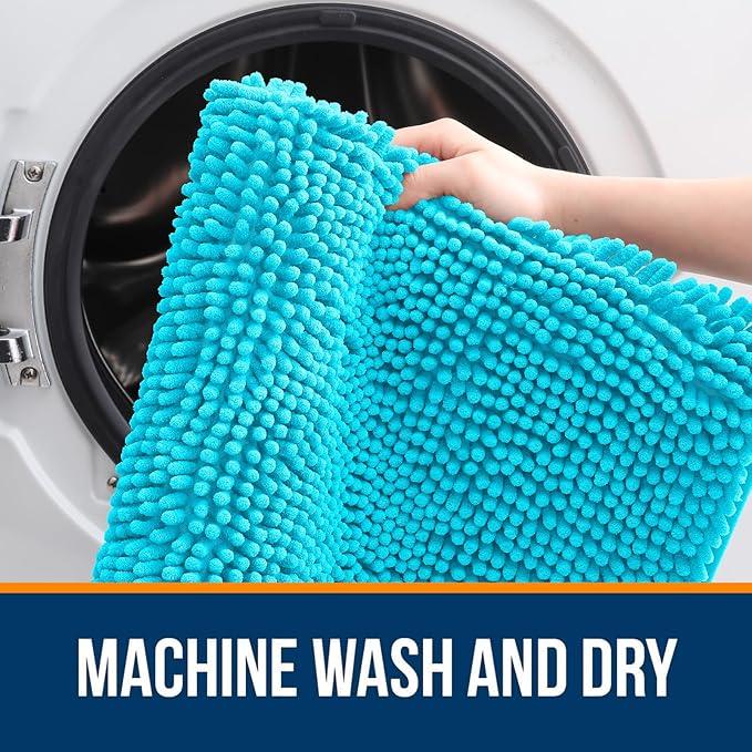 OLANLY Bathroom Rugs 30x20, Extra Soft Absorbent Chenille Bath Rugs, Rubber Backing Quick Dry, Machine Washable Bath Mats for Bathroom Floor, Tub and Shower, Home Decor Accessories, Aqua Sky - ModernBath