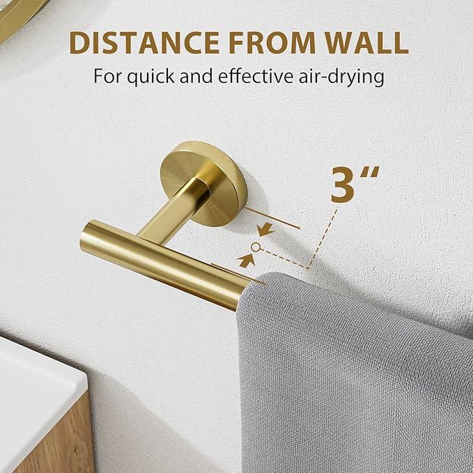 Brushed Gold Towel Bar 24 Inch (Total Length 26-Inch), Thicken Towel Rack for Bathroom Wall, SUS304 Stainless Steel Towel Rod, Modern Home Decor - ModernBath