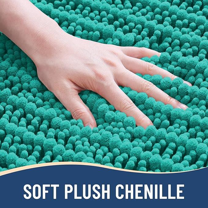 Arotive Luxury Chenille Bathroom Rug Mat, Extra Soft Thick Absorbent Shaggy Bath Rugs, Non-Slip Machine Wash Dry, Plush Bath Mats for Bathroom, Shower and Tub, 30x20, Teal - ModernBath