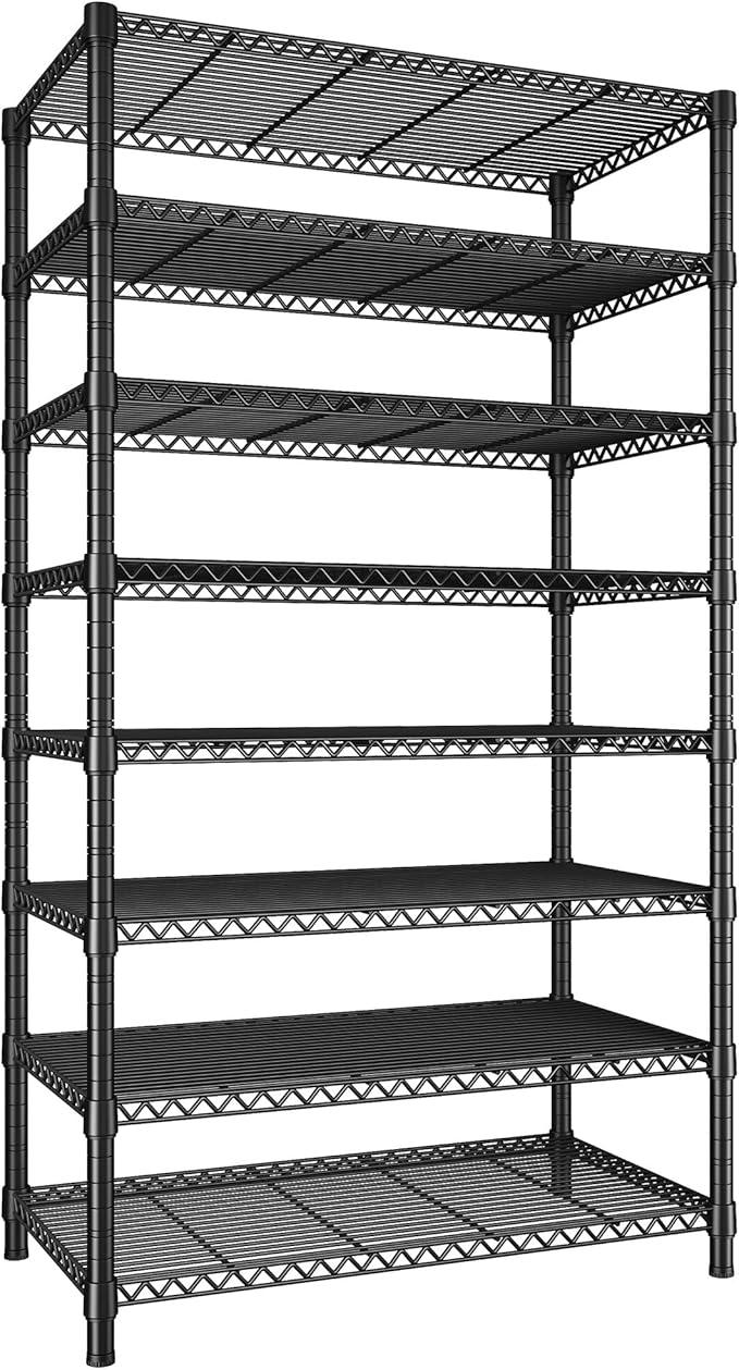 REIBII 8 Tier Metal Shelving 75"H Storage Shelves Tall Wire Shelving Unit Adjustable Detachable Storage Shelves for Laundry Pantry Kitchen Commercial school 1040LBS Storage Rack 75"H X 35"W X 14"D - ModernBath