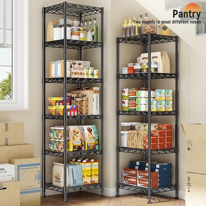 5 Tier Metal Shelving Unit Wire Shelving,Storage Shelves for Small Space:Adjustable Storage Rack Standing Bathroom Shelf and Narrow Shelf for Laundry Dorm Kitchen Pantry Closet15.8"w*11.8"D*53"H - ModernBath