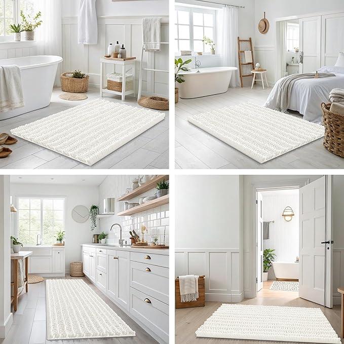 Smiry Bathroom Rugs Mat 40x32, Extra Soft Absorbent Chenille Bath Rugs, Non Slip Rubber Backing Machine Washable Quick Dry Bath Mats for Bathroom Floor, Tub, Shower, Home Decor Accessories, Ivory - ModernBath
