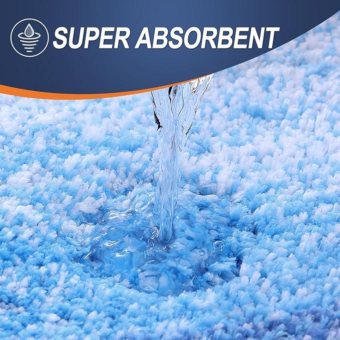 OLANLY Luxury Toilet Rugs U-Shaped 24x20, Extra Soft and Absorbent Microfiber Bathroom Rugs, Non-Slip Plush Shaggy Bath Mat, Machine Wash Dry, Contour Bathroom Mats for Toilet Base, Light Royal Blue - ModernBath