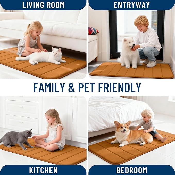 OLANLY Memory Foam Bath Mat 44x24, Super Soft Absorbent Bathroom Rugs, Quick Dry, Machine Washable Shower Floor Rugs, Bathmat Carpet, Bathroom Home Decor Accessories, Ochre - ModernBath