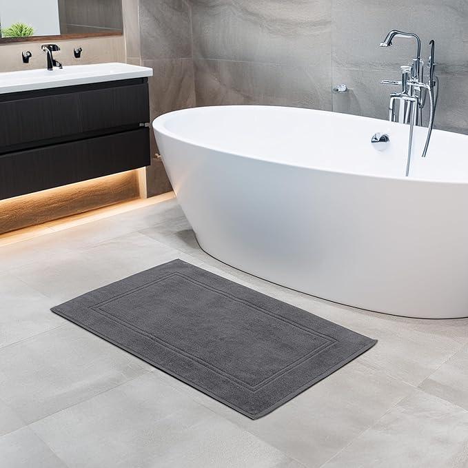 Tens Towels Pack of 2 Bath Mats 100% Cotton, 20 x 32 Inches, Super Absorbent, Hotel Quality Premium Floor Towels, Luxurious, Soft & Quick Dry, Not a Bathroom Rug, Dark Grey - ModernBath