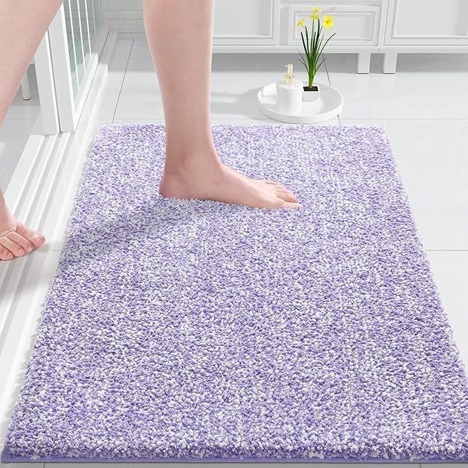 Yimobra Bathroom Rugs Non Slip Washable,Soft Absorbent Microfiber Bath Mat, Dual-Tone Decor Rug with Rubber Backing for Bathroom Floor,Tub and Shower,32x20, Home Essentials,Purple and White - ModernBath