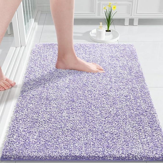 Yimobra Bathroom Rugs Non Slip Washable,Soft Absorbent Microfiber Bath Mat, Dual-Tone Decor Rug with Rubber Backing for Bathroom Floor,Tub and Shower,32x20, Home Essentials,Purple and White - ModernBath