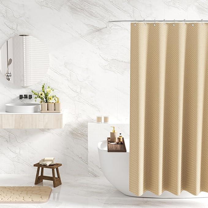 XLHOMO Bathroom Accessories Set - 25PC Bathroom Sets with Shower Curtain and Rugs, Beige Bathroom Accessories with Trash Can, Soap Dispenser, Soap Dish & Toilet Brush - ModernBath
