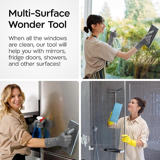 Tyroler Silicone Shower Squeegee for Glass Doors - 10" | 2 Microfiber Scrub & Polish Cloths | Multi-Surface Wiper | Perfect Window Squeegee for Home | Squeegee for Shower Glass | Shower Door Squeegee - ModernBath