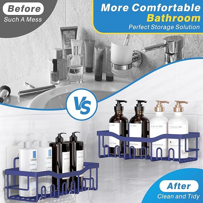 EUDELE 5-Pack Rustproof Stainless Steel Shower Caddy – No Drill Adhesive Bathroom Organizer with Large Capacity, Spacious Shower Shelves for Inside Shower, Kitchen & Home Decor Storage-XL Size - ModernBath