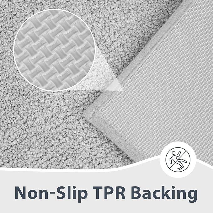 anllugs Bathroom Rugs 20" x 30", Non-Slip Extra Soft Absorbent Bath Rugs, Machine Washable Quick Dry Bath Mats for Bathroom Floor, Shower, Bathtub and Sink, Light Grey & Grey - ModernBath
