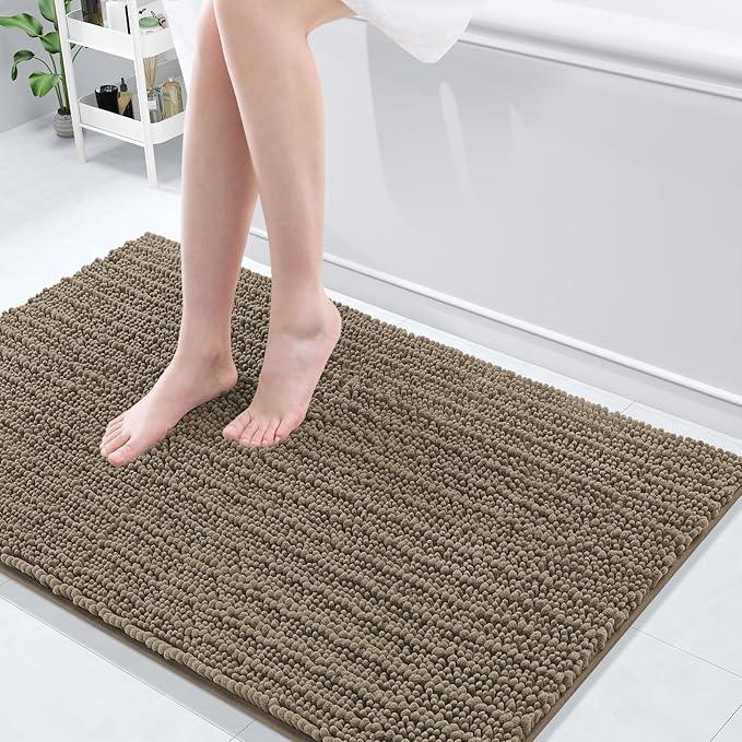 Arotive Luxury Chenille Bathroom Rug Mat, Extra Soft Thick Absorbent Shaggy Bath Rugs, Non-Slip Machine Wash Dry, Plush Bath Mats for Bathroom, Shower and Tub, 45x27, Camel - ModernBath