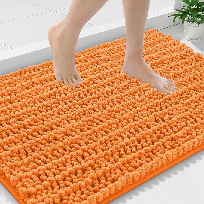 Smiry Bathroom Rugs Mat 36x24, Extra Soft Absorbent Chenille Bath Rugs, Non Slip Rubber Backing Machine Washable Quick Dry Bath Mats for Bathroom Floor, Tub, Shower, Home Decor Accessories, Orange - ModernBath