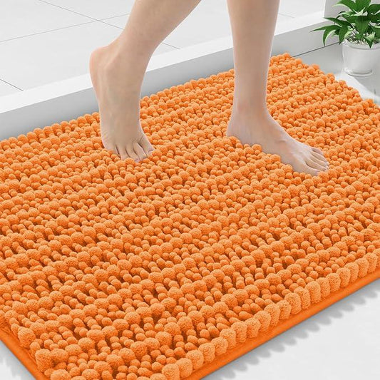 Smiry Bathroom Rugs Mat 36x24, Extra Soft Absorbent Chenille Bath Rugs, Non Slip Rubber Backing Machine Washable Quick Dry Bath Mats for Bathroom Floor, Tub, Shower, Home Decor Accessories, Orange - ModernBath