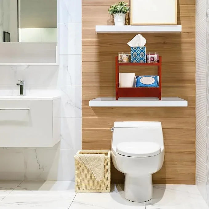 Sorbus Bamboo Bathroom Counter Organizer – 2-Tier Shelf with Hidden Drawer for Vanity, Matcha Station, Bathroom Sink Organizer Countertop, Kitchen & Office Storage (13″ L x 6.5″ W x 12.6″ H) (Brown) - ModernBath