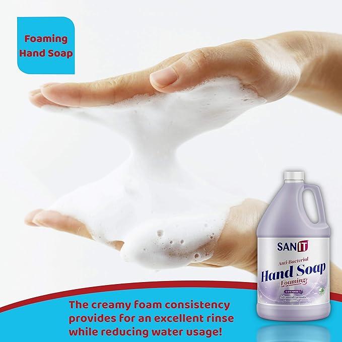 Sanit Antibacterial Foaming Hand Soap Refill - Advanced Formula with Aloe Vera and Moisturizers - All-Natural Moisturizing Hand Wash - Made in USA, Lavender, 1 Gallon - ModernBath