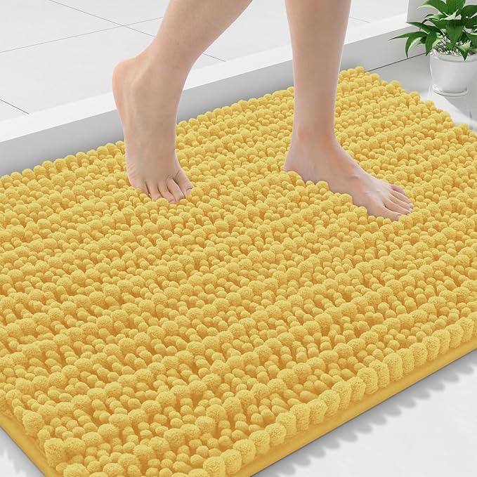 Smiry Bathroom Rugs Mat 36x24, Extra Soft Absorbent Chenille Bath Rugs, Non Slip Rubber Backing Machine Washable Quick Dry Bath Mats for Bathroom Floor, Tub, Shower, Home Decor Accessories, Yellow - ModernBath