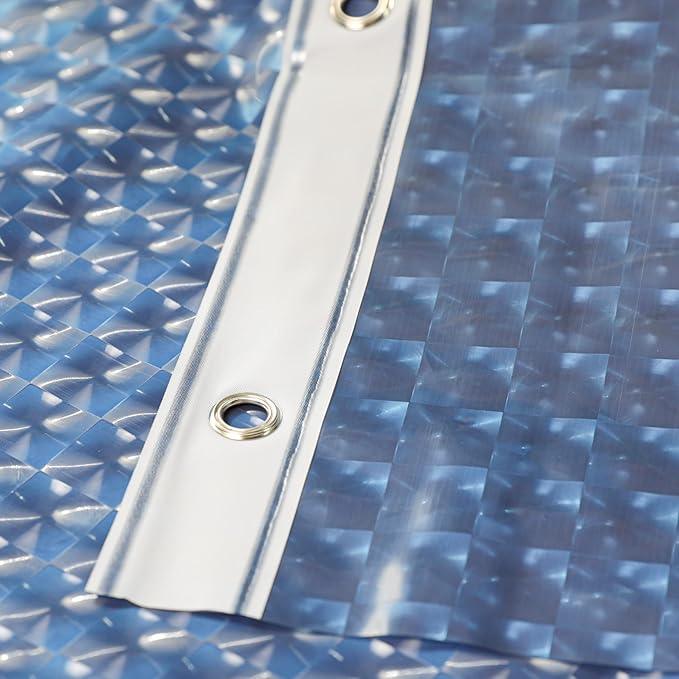 NTBAY EVA Semi-Transparent Clear Shower Curtain with Navy Checkered, Water-Repellent Liner with 3 Magnets for Bathroom, 72x72 Inches - ModernBath
